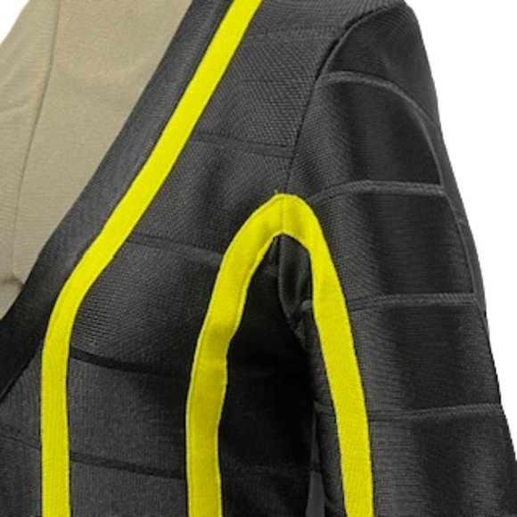 FRENCH CONNECTION Black And Yellow Bandage Midi Dress Size 6 - Picture 10 of 16